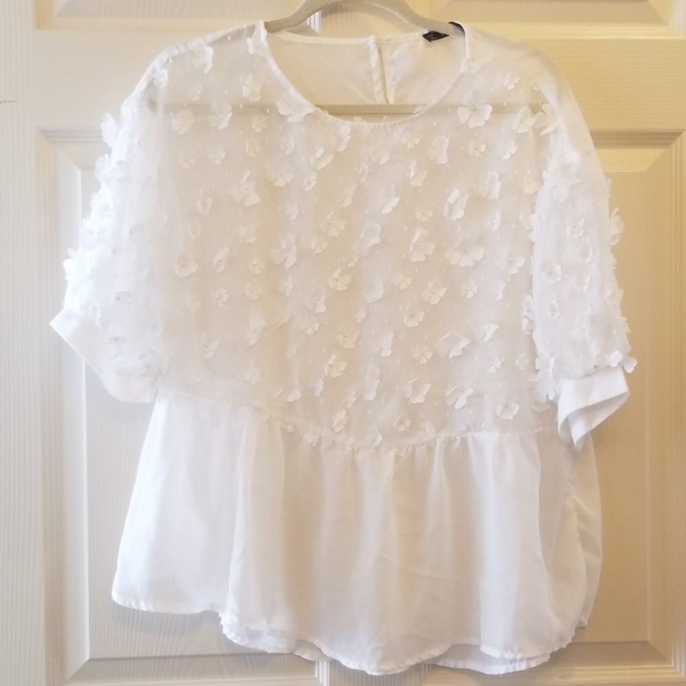 Sheer Peplum Floral Shirt